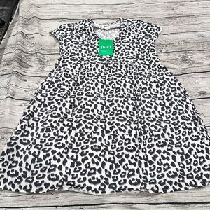 NWT Pact Organic Leopard Print Babydoll Dress Size Medium
